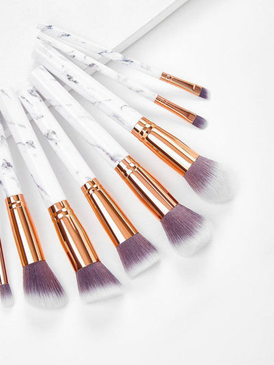 Marble Pattern Handle Brush Set 10pcs-makeup-Des Mess