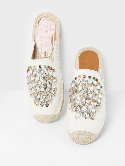 Rhinestone Decorated Cap Toe Flats-shoes-Des Mess