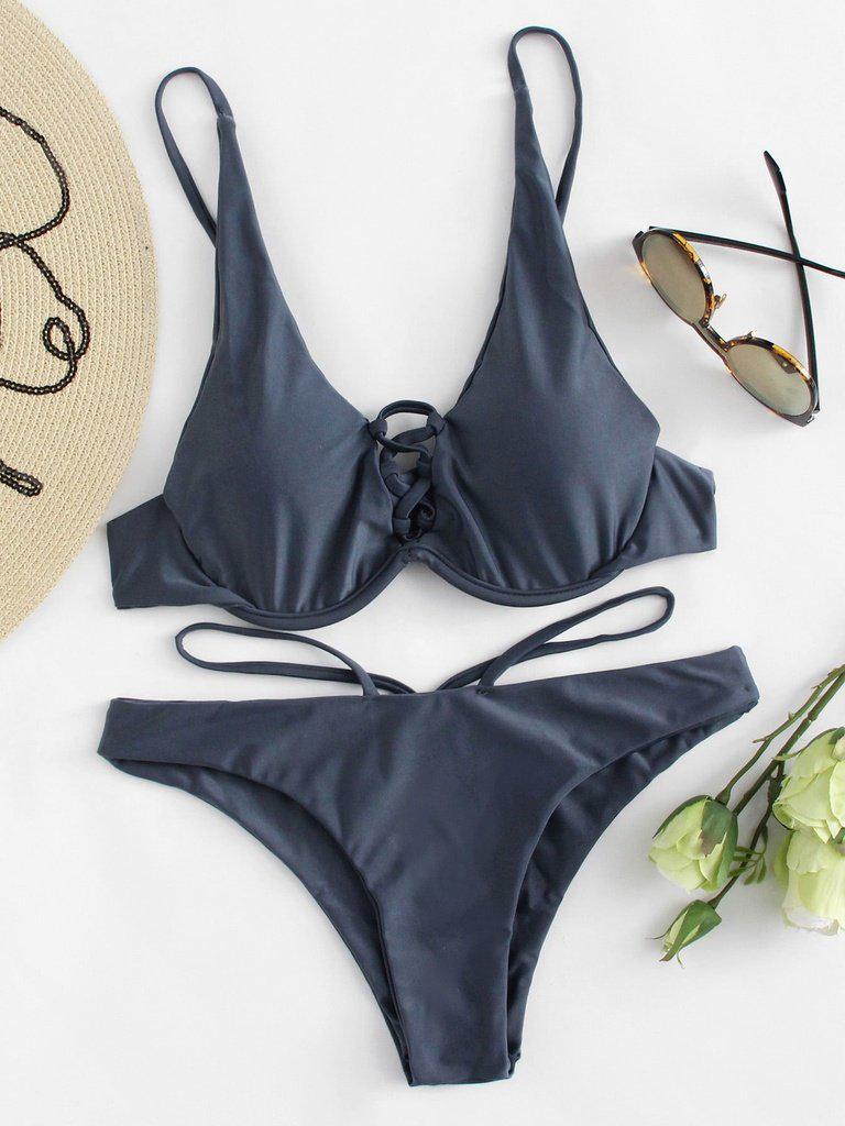 Criss Cross Bikini Set-swimwear-Des Mess