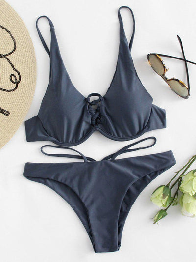 Criss Cross Bikini Set-swimwear-Des Mess