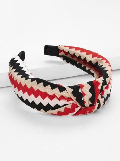 Geometric Print Knot Design Headband-hair-Des Mess