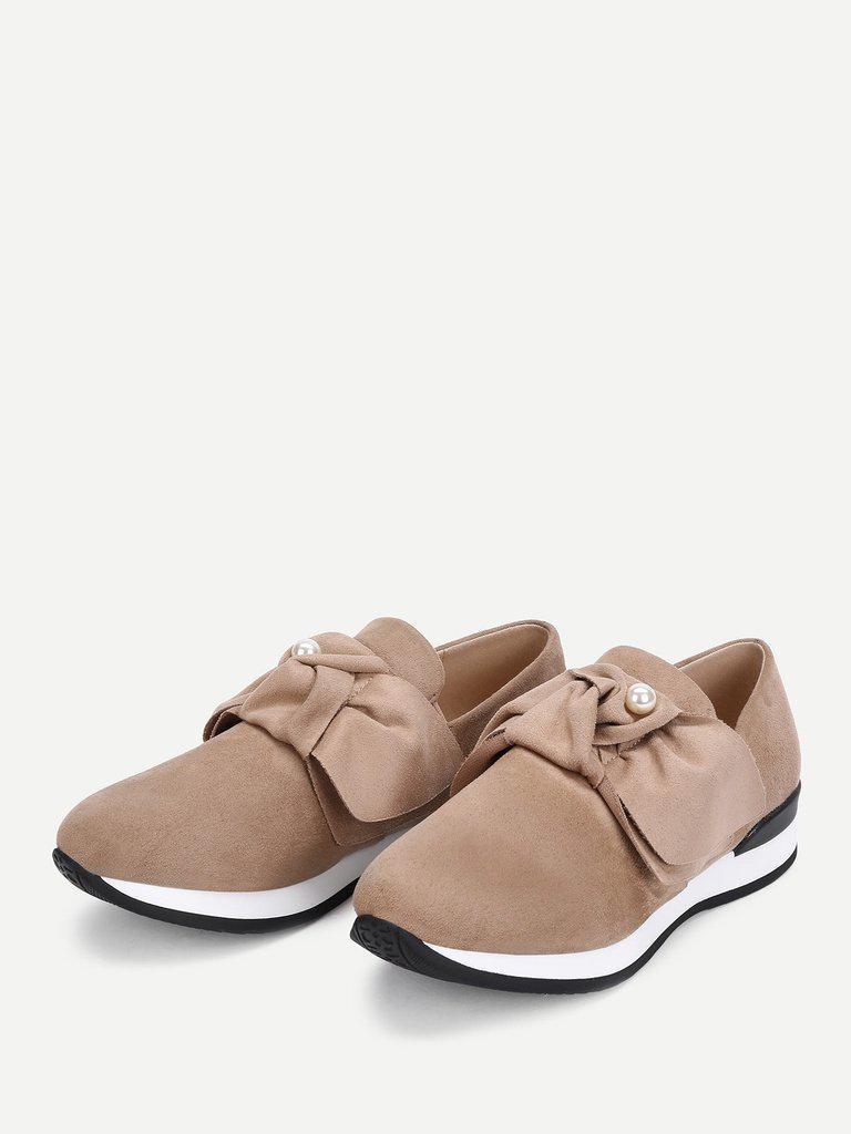 Bow Decorated Low Top Sneakers-shoes-Des Mess
