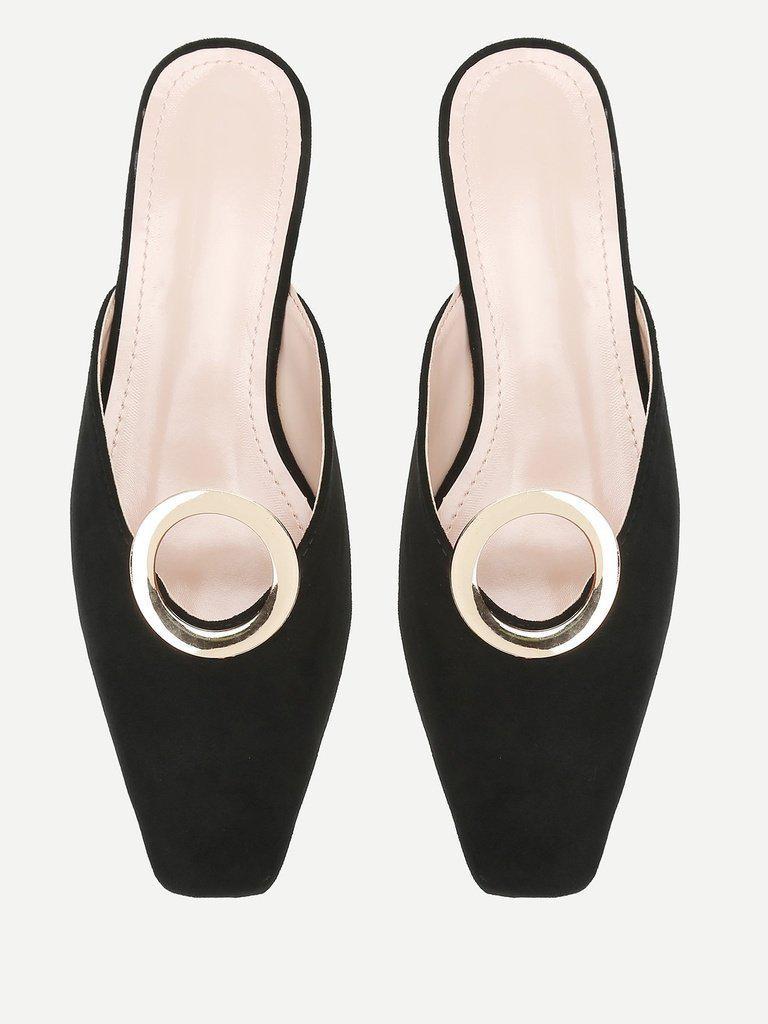 Ring Front Square Toe Suede Flats-shoes-Des Mess