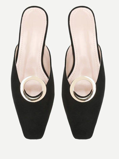 Ring Front Square Toe Suede Flats-shoes-Des Mess
