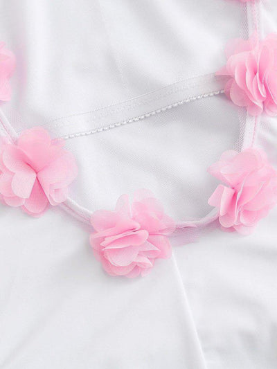 Flower Applique Strap Swimsuit-swimwear-Des Mess