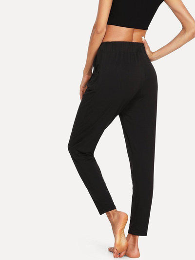 Solid Drawstring Waist Pants-loungewear-Des Mess