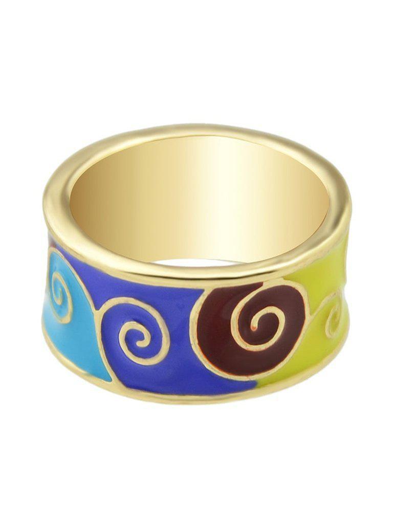 Blue-8 Round Gold Plated Finger Rings-jewelry-Des Mess