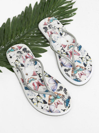 Butterfly Print Toe Post Sandals-shoes-Des Mess