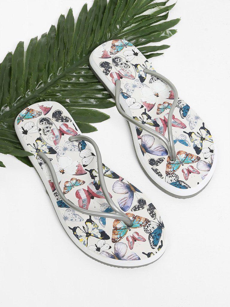 Butterfly Print Toe Post Sandals-shoes-Des Mess