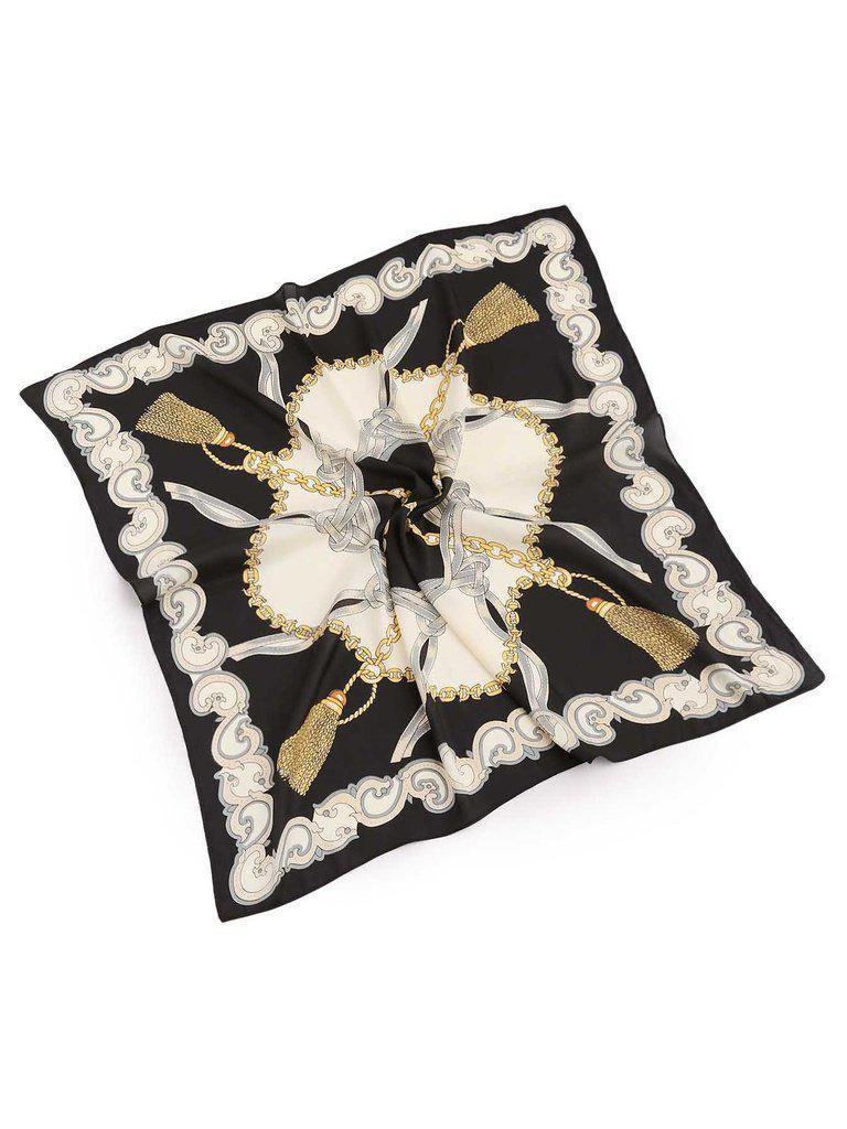 Chain & Tassel Print Satin Bandana-accessories-Des Mess