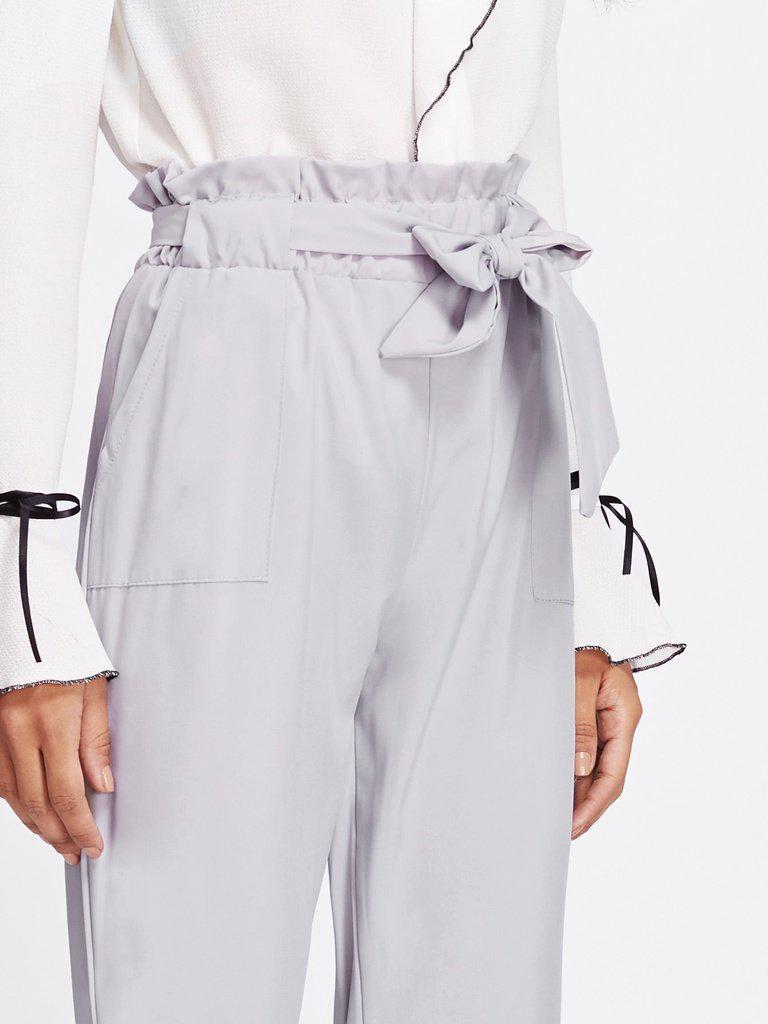Ruffle Waist Self Tie Capri Pants-bottom-Des Mess