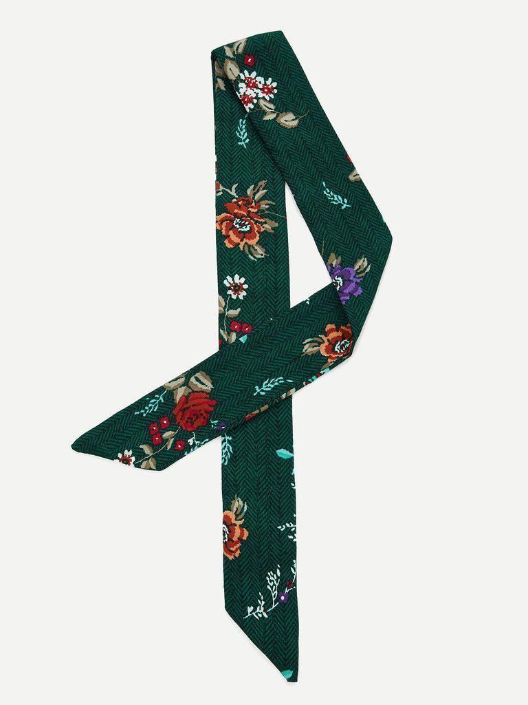 Calico & Fishbone Print Skinny Scarf-accessories-Des Mess