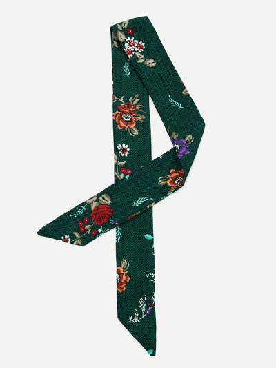 Calico & Fishbone Print Skinny Scarf-accessories-Des Mess