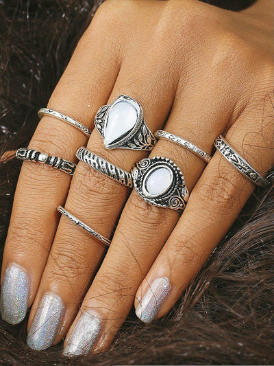 Multi Shaped Ring Set 8pcs-jewelry-Des Mess