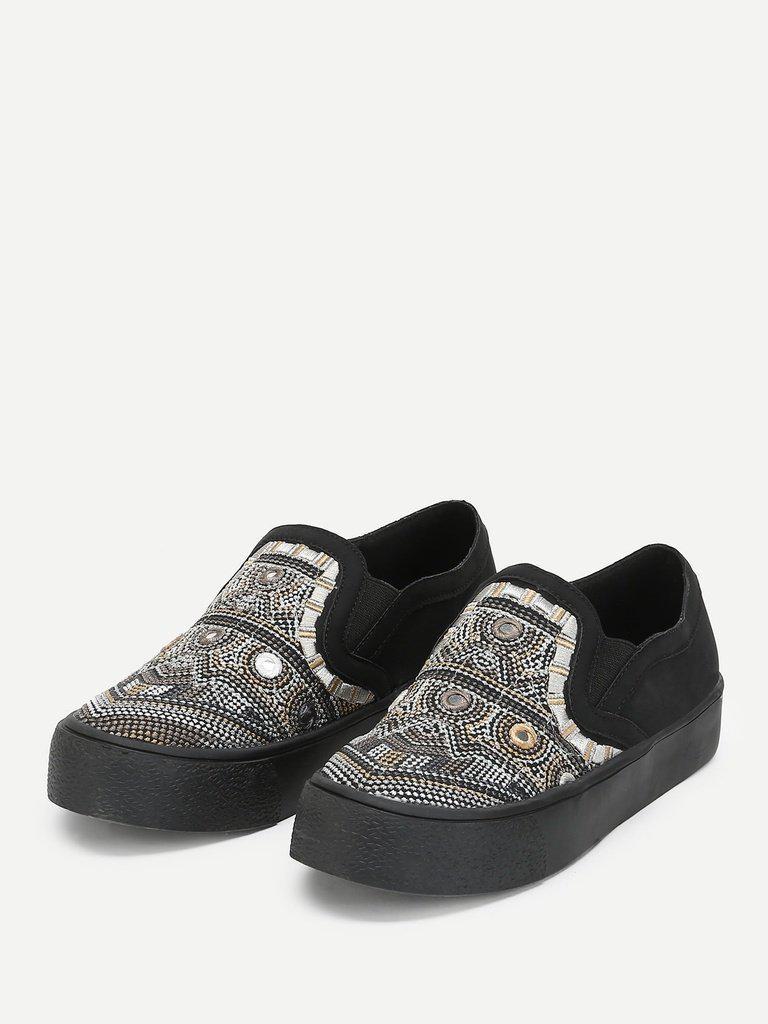 Geometric Pattern Low Top Sneakers-shoes-Des Mess