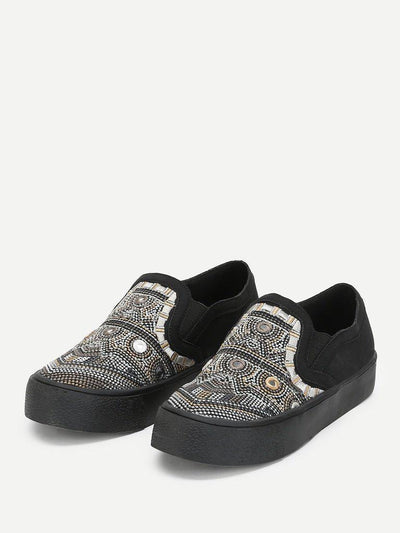Geometric Pattern Low Top Sneakers-shoes-Des Mess