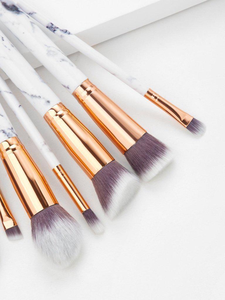 Marble Handle Makeup Brush 10pcs With Bag-makeup-Des Mess