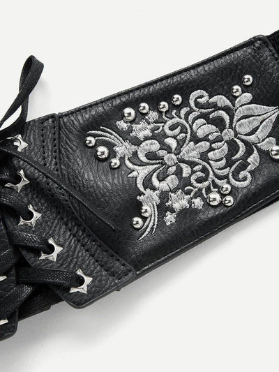 Lace Up Embroidery Belt-accessories-Des Mess