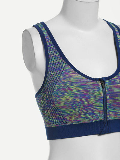 Zipper Front Sports Bra-sportswear-Des Mess
