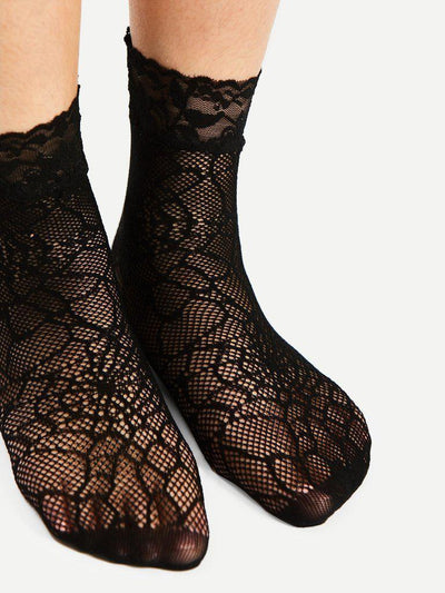 Flower Pattern Ankle Socks 4Pairs-accessories-Des Mess