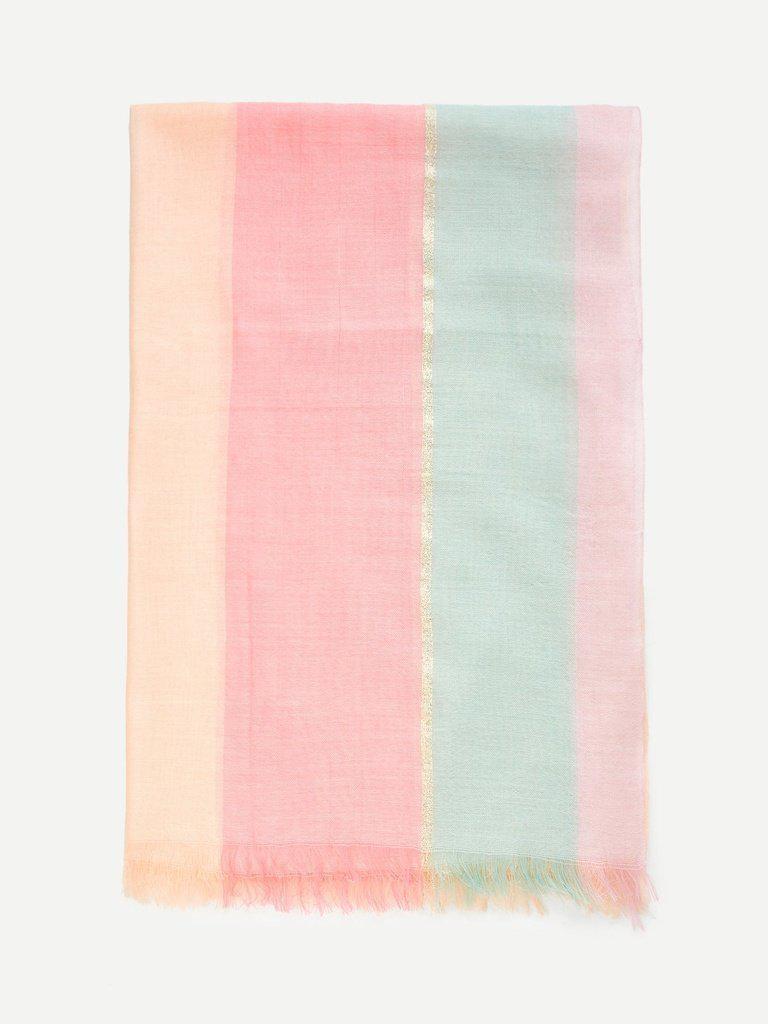 Color Block Raw Trim Scarf-accessories-Des Mess