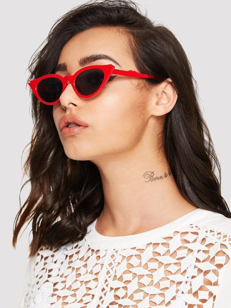 Cat Eye Flat Lens Sunglasses-accessories-Des Mess