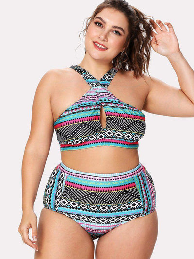 Geometric Pattern Bikini Set-swimwear-Des Mess