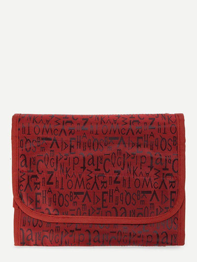 Letter Print Flap Makeup Bag-makeup-Des Mess