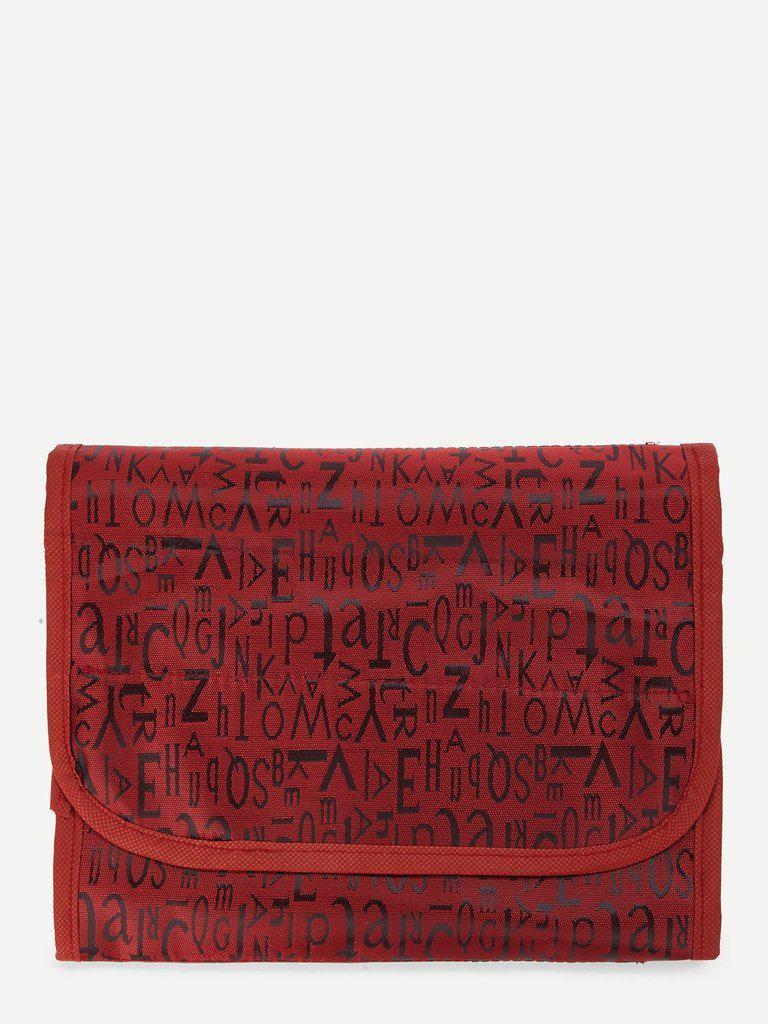 Letter Print Flap Makeup Bag-makeup-Des Mess