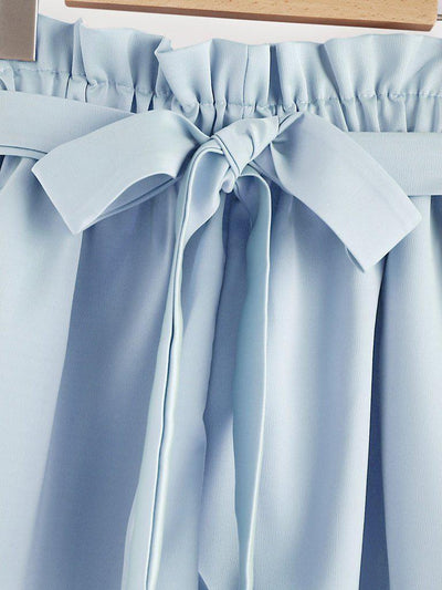 Frill Waist Self Tie Shorts-bottom-Des Mess