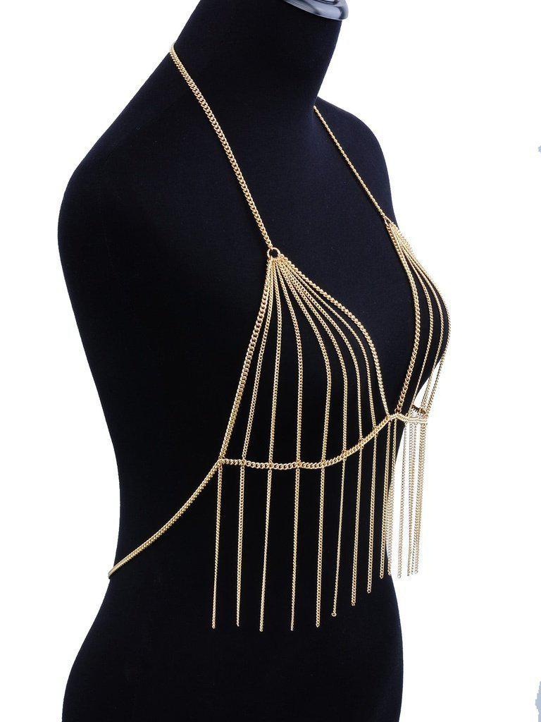 Chain Tassel Bralet Body Harness-jewelry-Des Mess