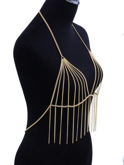 Chain Tassel Bralet Body Harness-jewelry-Des Mess