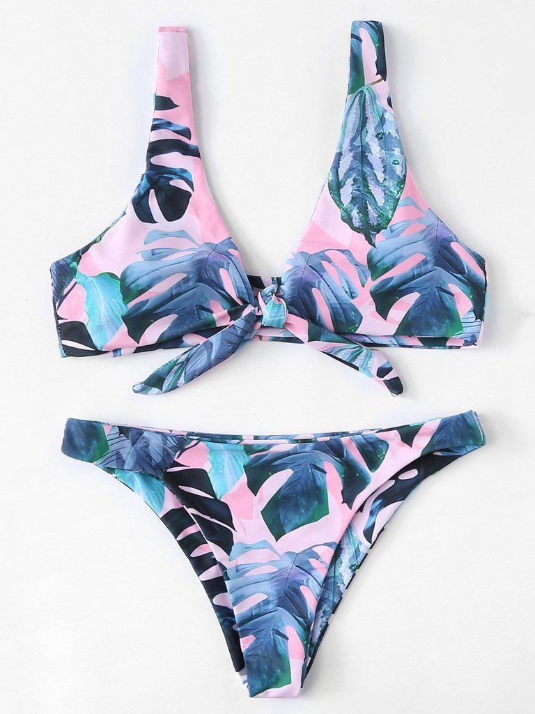 Knot Front Tropical Bikini Set--Des Mess