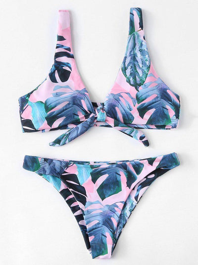 Knot Front Tropical Bikini Set--Des Mess