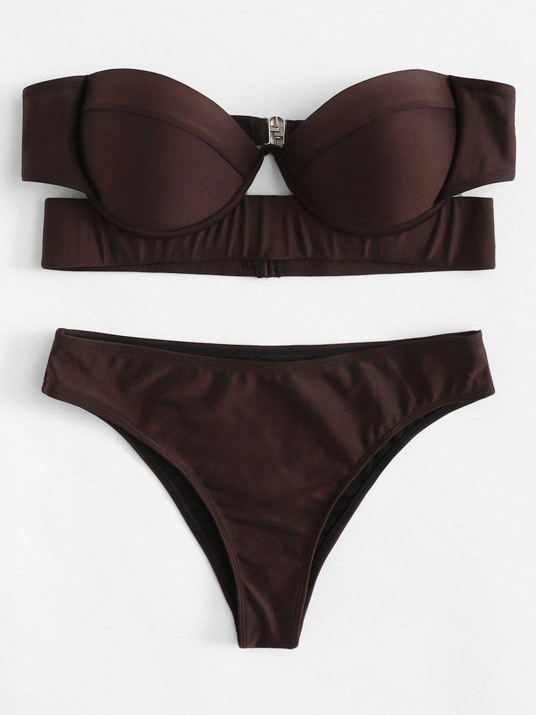 Cutout Bandeau Bikini Set-swimwear-Des Mess
