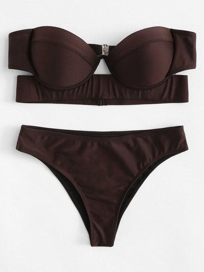 Cutout Bandeau Bikini Set-swimwear-Des Mess