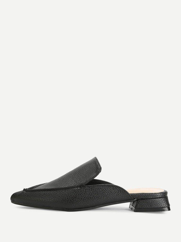 PU Pointed Toe Flat Mules-shoes-Des Mess