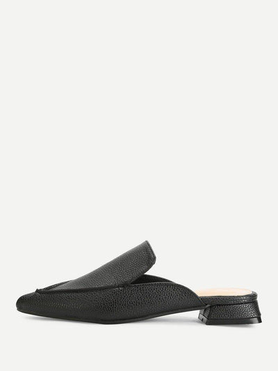 PU Pointed Toe Flat Mules-shoes-Des Mess