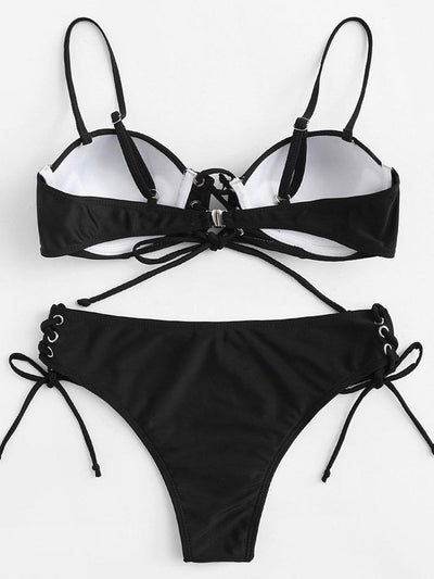 Lace Up Bikini Set-swimwear-Des Mess
