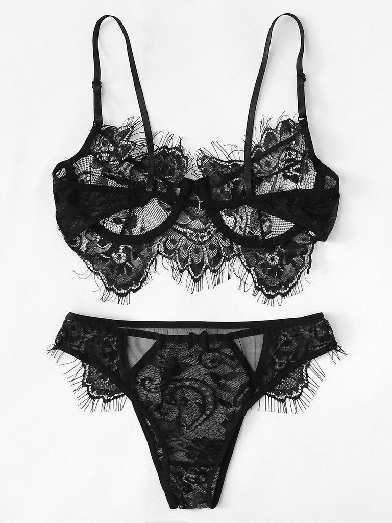 Eyelash Lace Lingerie Set-lingerie-Des Mess