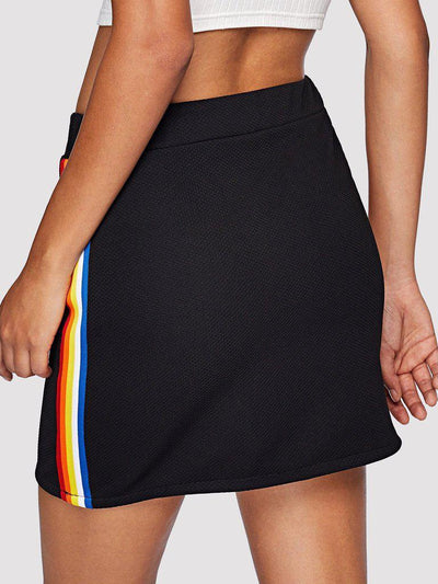 Striped Tape Side Skirt-bottom-Des Mess