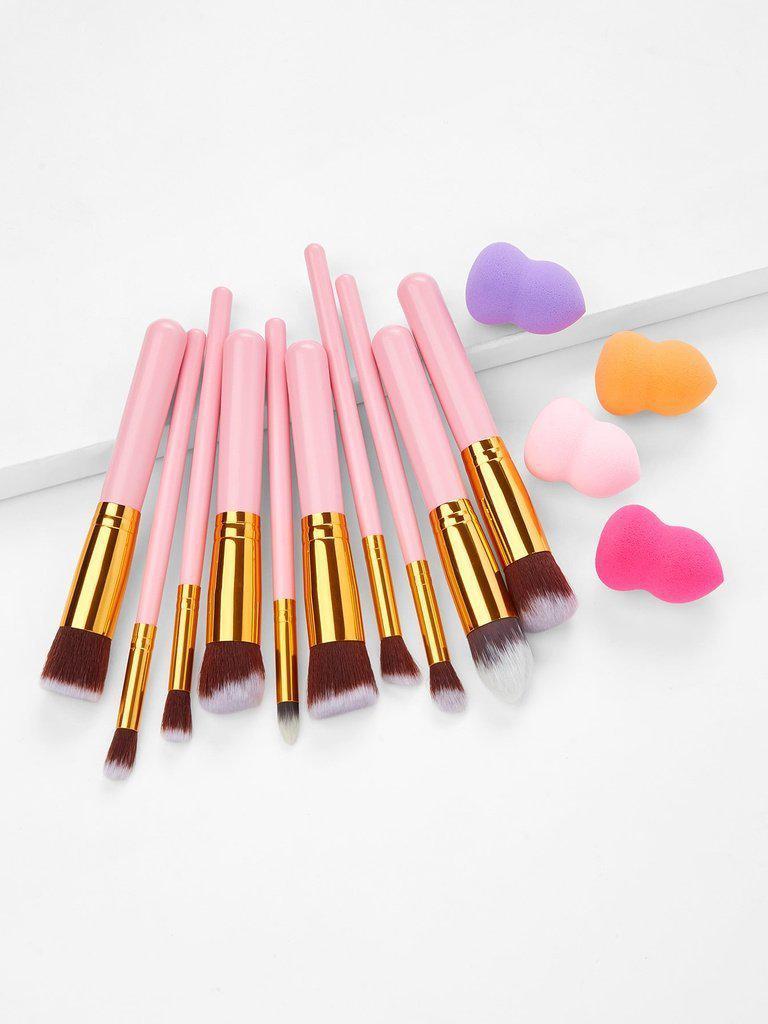 Professional Cosmetic Brush 10Pcs With 4 Puffs--Des Mess
