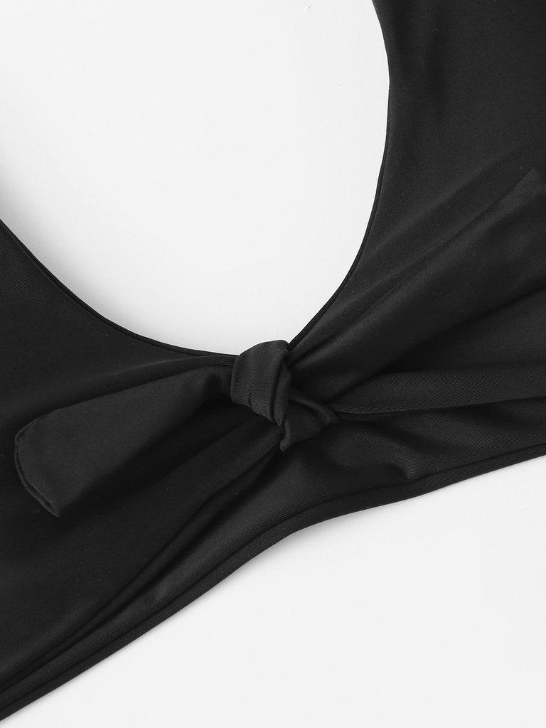 Knot Front Bikini Set-swimwear-Des Mess