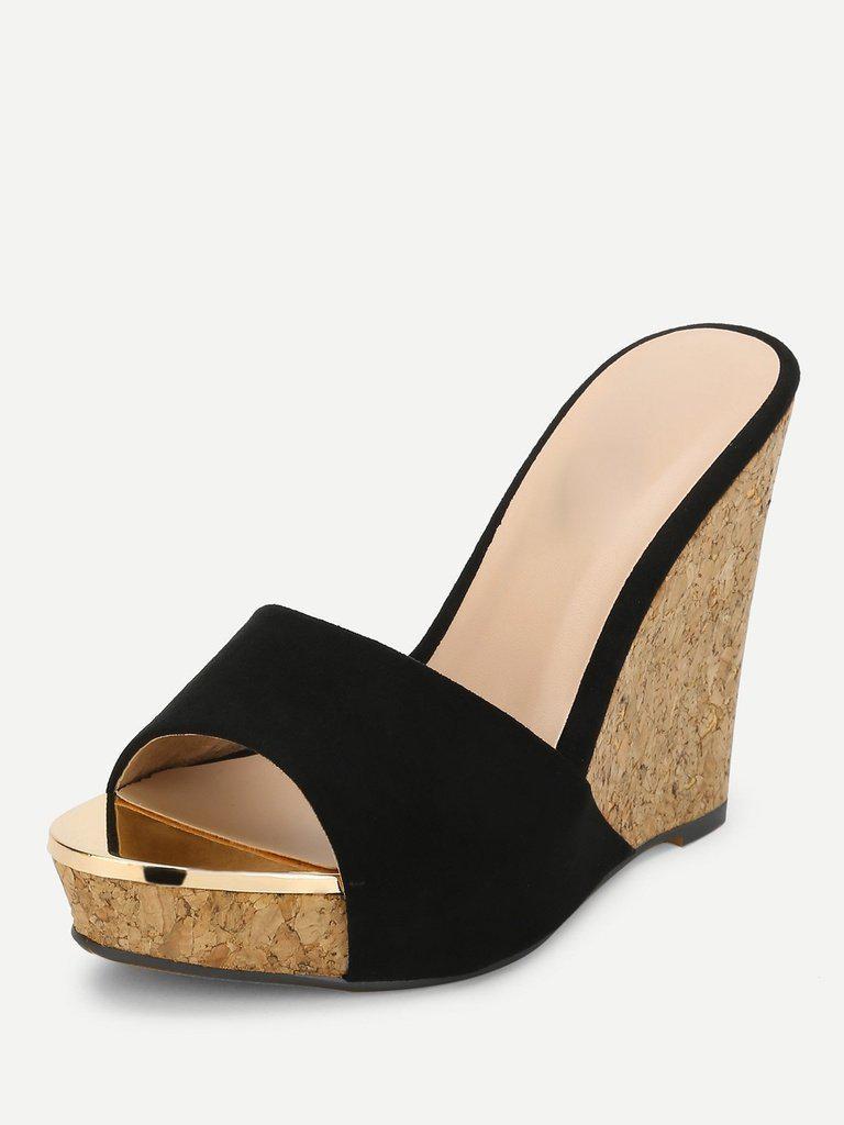 Platform Suede Wedge Mules-shoes-Des Mess