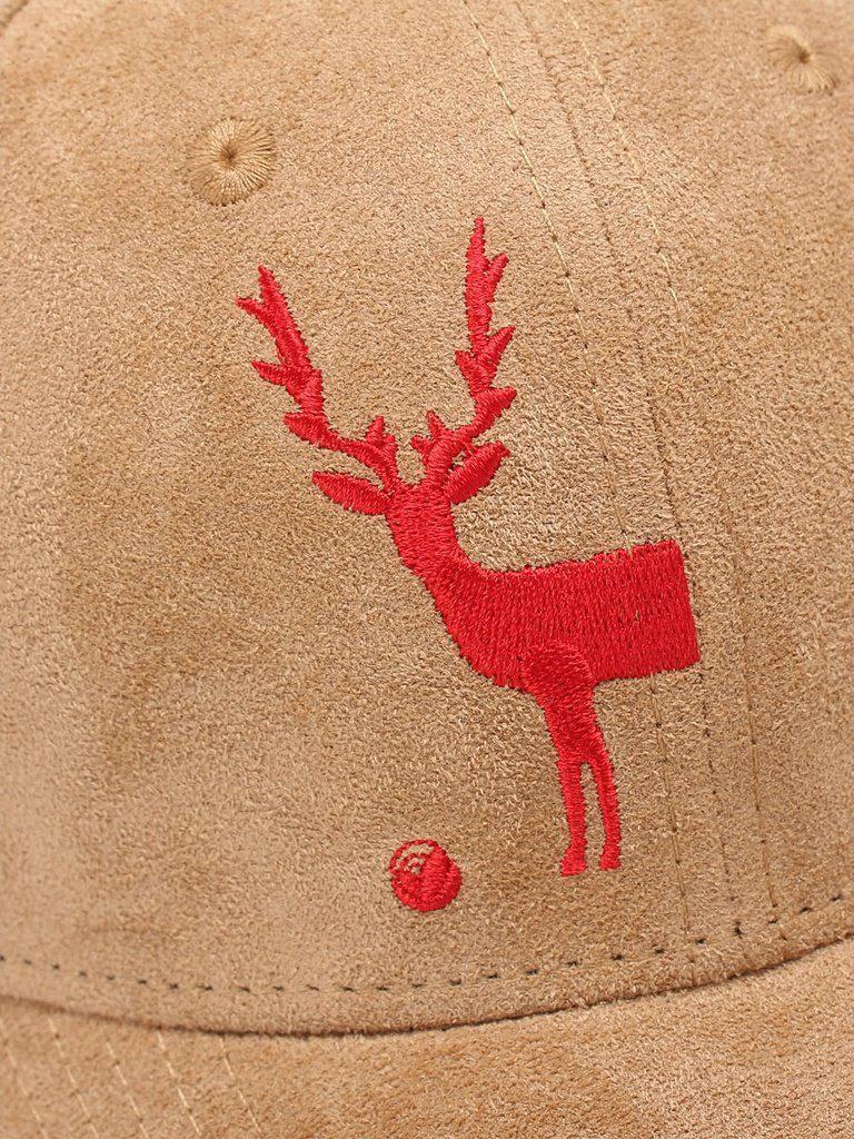 Embroidered Deer Suede Baseball Cap--Des Mess