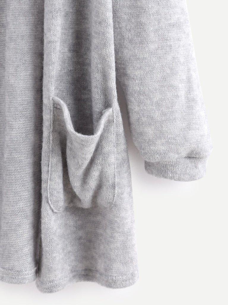 Elastic Cuff Cardigan With Pockets-outerwear-Des Mess
