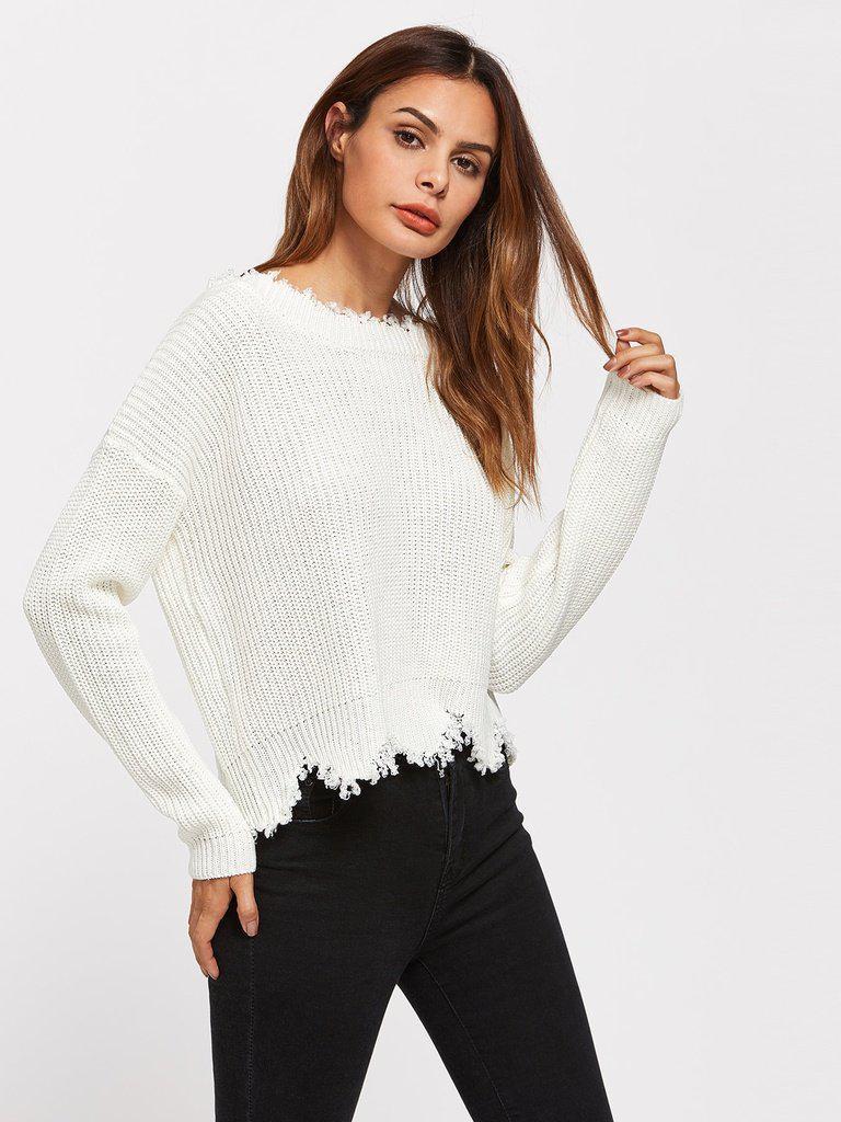 Low Back Scallop Raw Edge Jumper-outerwear-Des Mess