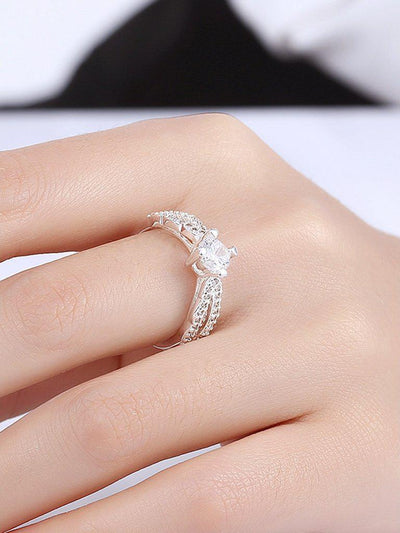Faux Diamond Decorated Delicate Ring-jewelry-Des Mess
