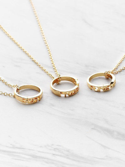Ring Embellished Friendship Pendant Necklace 3pcs-jewelry-Des Mess