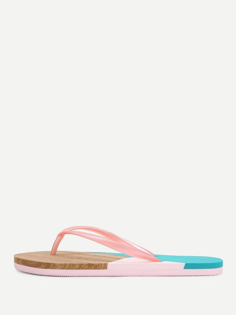 Color Block Flip Flops-shoes-Des Mess
